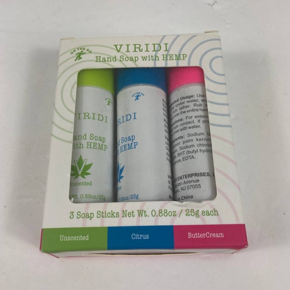 NIB Viridi Hand Soap with Hemp 3 soap sticks